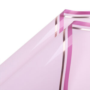 Rose gold csíkos szegélyű íves fólia csomagoló – 20 ív/csomag 57cm x 57cm világoslila