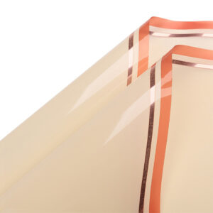Rose gold csíkos szegélyű íves fólia csomagoló – 20 ív/csomag 57cm x 57cm bézs