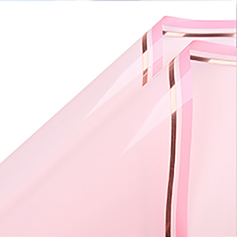 Rose gold csíkos szegélyű íves fólia csomagoló – 20 ív/csomag 57cm x 57cm rózsaszín
