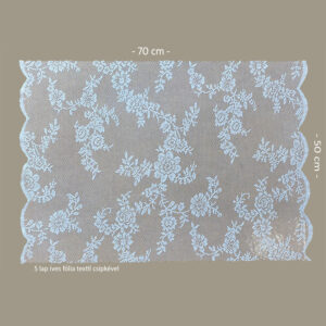 Textil csipkével kombinált íves fólia csomagoló – 5 ív/csomag 70cm x 50cm fehér