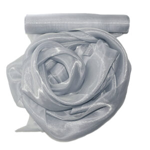 Szatén-organza anyag [25cm x 10m] ezüst