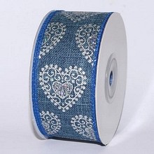 Szíves mintás dekor szalag [38mm x 10m] farmerkék/ezüst