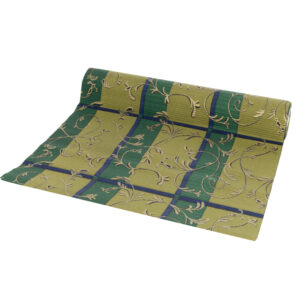 Bordázott vízálló díszcsomagoló papír mintás [50cm x 10m] zöld/sötétkék/arany