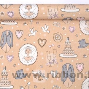 Bordázott vízálló díszcsomagoló papír mintás [50cm x 10m] bézs/rózsaszín/ezüst