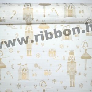 Bordázott vízálló díszcsomagoló papír mintás [50cm x 10m] fehér/arany