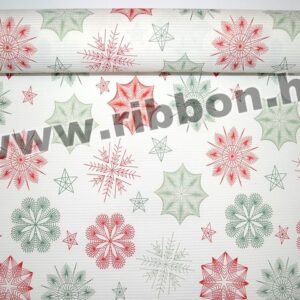 Bordázott vízálló díszcsomagoló papír mintás [50cm x 10m] fehér/piros/zöld