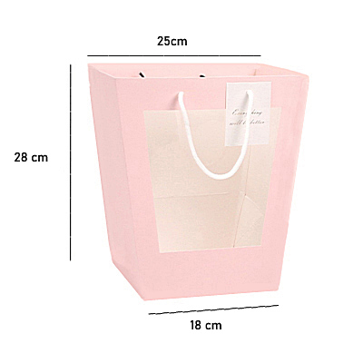 Virágbox táska ablakos – 5 darab/csomag 25cm x 28cm x 18cm púder rózsaszín - Image 2