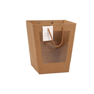 Virágbox táska ablakos – 5 darab/csomag 25cm x 28cm x 18cm natúr
