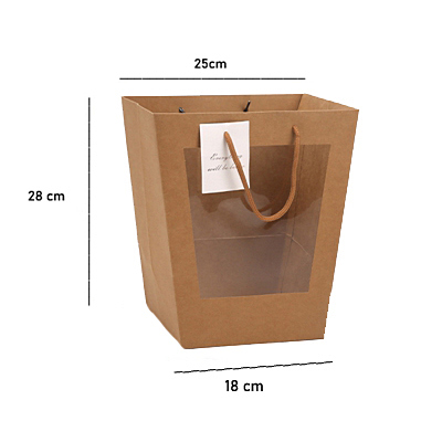 Virágbox táska ablakos – 5 darab/csomag 25cm x 28cm x 18cm natúr - Image 2