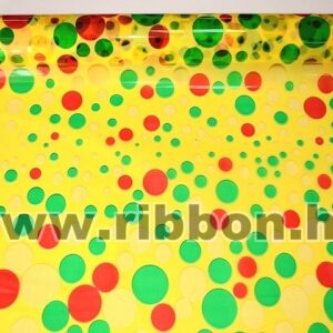 Díszcsomagoló pöttyös mintázatú fólia tekercs [50cm x 10m] citrom/zöld/ciklámen