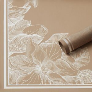 virág mintás íves fólia csomagoló – 20 ív/csomag 57cm x 57cm bézs