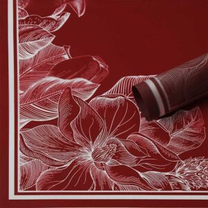 virág mintás íves fólia csomagoló – 20 ív/csomag 57cm x 57cm bordó