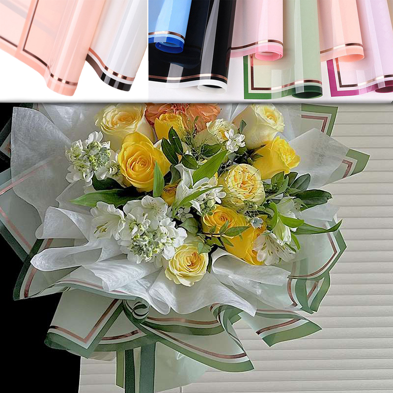 Rose gold csíkos szegélyű íves fólia csomagoló – 20 ív/csomag 57cm x 57cm vintage zöld - Image 2