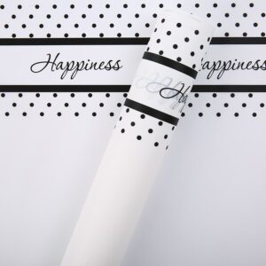 FOL-HP-06-011 Pöttyös szélű íves fólia csomagoló - 20 ív/csomag [60cm x 60cm] fehér/fekete