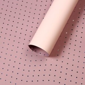 Metál pöttyös mintás íves fólia virágcsomagoló – 20 ív/csomag [56cm x 56cm] púder rózsaszín