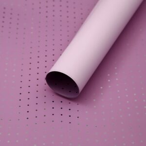 Metál pöttyös mintás íves fólia virágcsomagoló – 20 ív/csomag [56cm x 56cm] lilás mályva