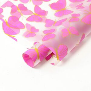 Lepke mintás íves fólia csomagoló – 20 ív/csomag [56cm x 56cm] pink