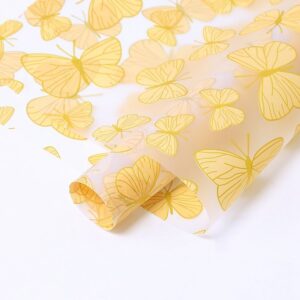 Lepke mintás íves fólia csomagoló – 20 ív/csomag [56cm x 56cm] sárga