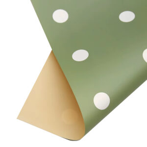 Pöttyös mintás íves fólia csomagoló – 20 ív/csomag [58cm x 58cm] vintage zöld/krém