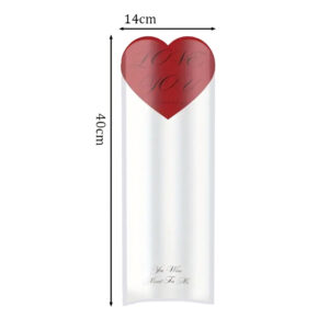 Szív mintás íves fólia csomagoló tasak – 20 ív/csomag [40cm x 14cm] fehér/piros