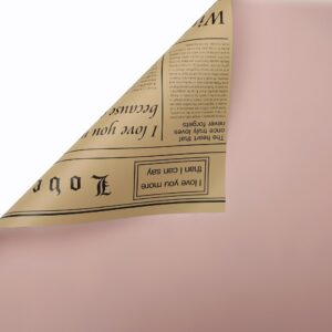 Újságpapír mintás kétoldali íves fólia csomagoló – 20 ív/csomag [58cm x 58cm] púder rózsaszín/natúr