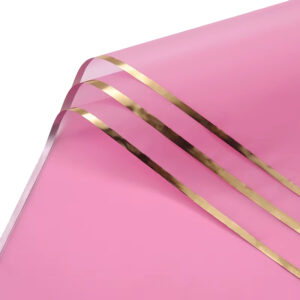 Aranyszélű íves fólia csomagoló – 20 ív/csomag [58cm x 58 cm] pink/arany