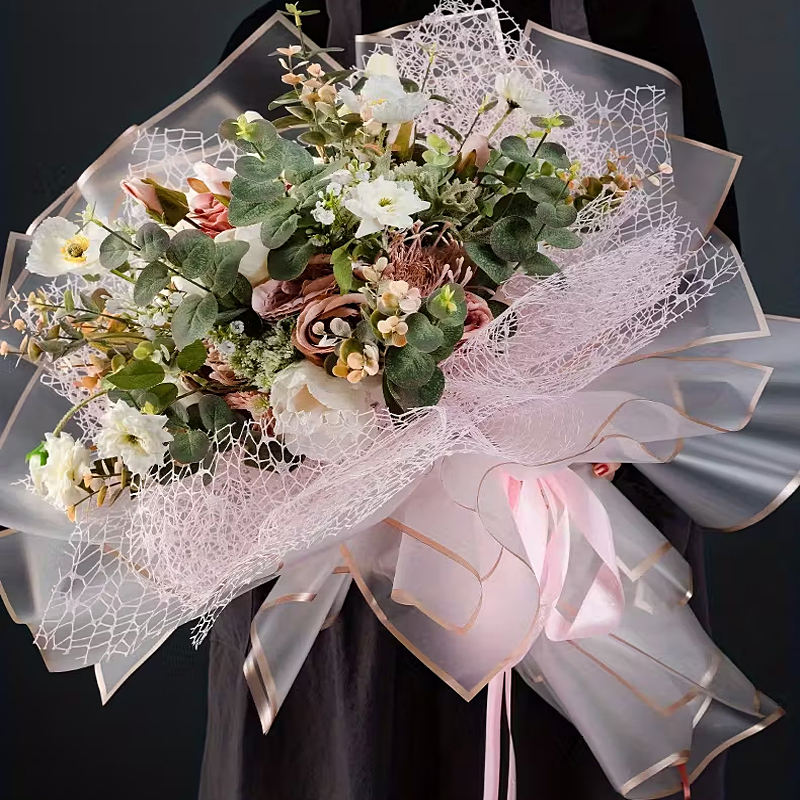 Aranycsíkos íves fólia csomagoló – 20 ív/csomag 58cm x 58cm áttetsző/rose gold - Image 2