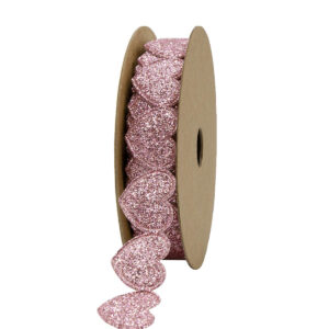 Szí­v alakú glitter szalag [15mm x 5m] mályva