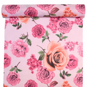 Virág mintás textil anyag [28cm x 5m] rózsaszín/pink/barack