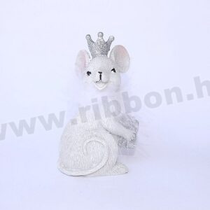 karácsonyi polyresin figura 8 x 7 x 13cm fehér/ezüst