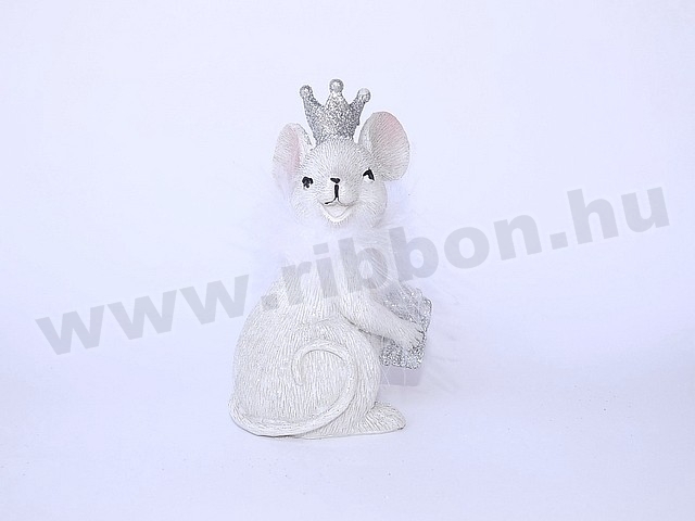 karácsonyi polyresin figura 8 x 7 x 13cm fehér/ezüst
