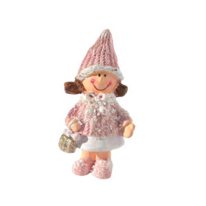 karácsonyi polyresin figura 3cm x 3cm x 6cm rózsaszín/fehér/arany