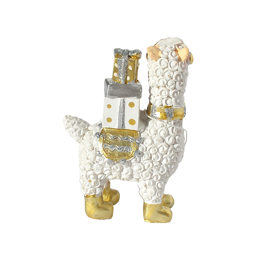 karácsonyi polyresin figura 6,5 x 3,5 x 9,5cm fehér/arany/ezüst - Image 2