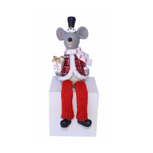 karácsonyi polyresin figura 8 x 6,5 x 12,5cm fehér/piros/szürke