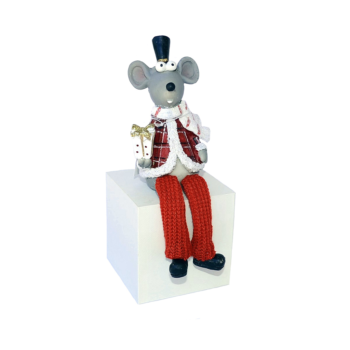 karácsonyi polyresin figura 8 x 6,5 x 12,5cm fehér/piros/szürke - Image 2