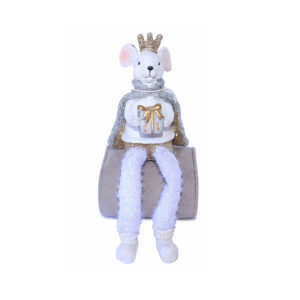 karácsonyi polyresin figura 6,5 x 5,5 x 9,5cm fehér/arany/ezüst