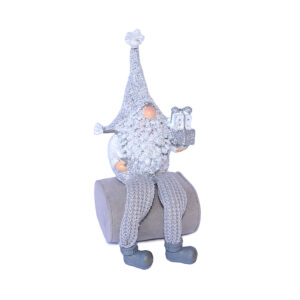 karácsonyi polyresin figura 8,5 x 5,5 x 12,5cm fehér/ezüst
