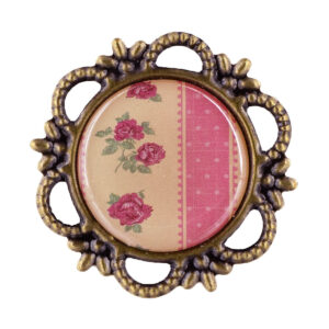 Vintage díszítő bross – 10/db csomag [28mm] pink