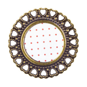 Vintage dekorációs bross – 10/csomag [29mm] fehér/piros