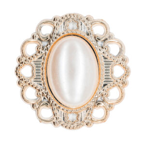Dekorációs bross gyönggyel – 10 db/csomag [40mm] rose gold/ekrü