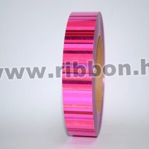 Dekorációs műanyag metál, csíkos mintás szalag [3cm x 50y] pink/ciklámen