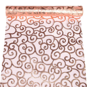 Metál mintás organza anyag [28cm x 5m] púder/rose gold