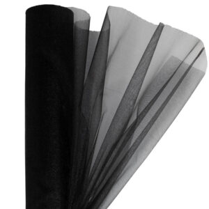 Snow organza anyag sima [23,5cm x 10 méter] fekete