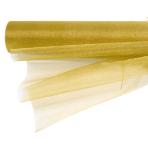 Snow organza anyag sima [47cm x 10 méter] arany zöldes