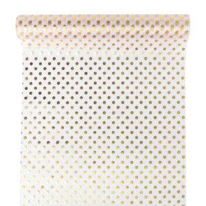 Pöttyös organza anyag [28cm x 5m] fehér/arany