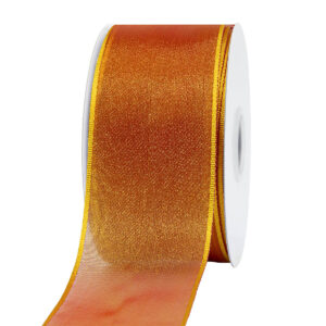 Organza szalag drótos [38mm x 10m] korall/citrom
