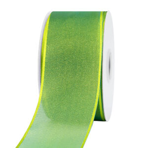 Organza szalag drótos [38mm x 10m] zöld/lime zöld