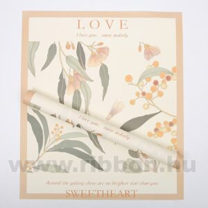 Virágmintás íves papír csomagoló- 20 ív/csomag [58cm x 50cm] bézs