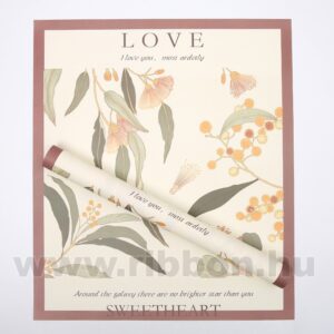 Virágmintás íves papír csomagoló- 20 ív/csomag [58cm x 50cm] rozsdavörös/cinnabar