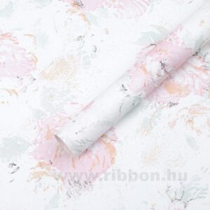 Vintage rózsa mintás íves papír csomagoló- 15 ív/csomag [59cm x 52cm] fehér